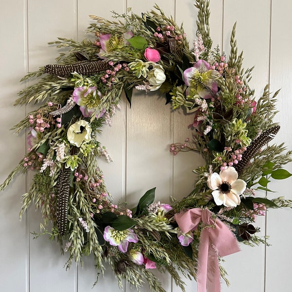 Gorgeous Natural Wreath-60cm, Handmade Front Door Wreath, Spring Wreath, Summer Wreath, Gift For The Wreath Lover, Gift for New Home Owner