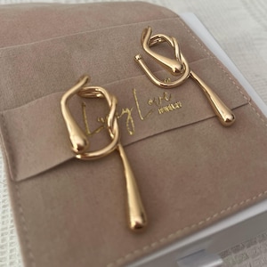 18K Gold Plated Steel Ear Cuff: Non-Pierced Cartilage Drop Earrings