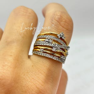 Gold Plated Multi-Gemstone Ring: Stainless Steel Eternity Band
