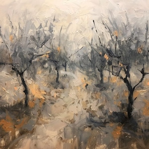 Dark Orchard Trees | Vintage | Landscape | Painting | Printable | Digital Art | Prints