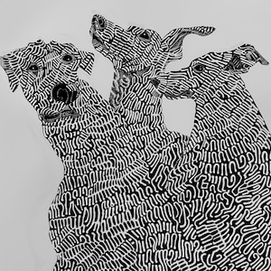 Three Moto dogs | Line Art | Illustration | Digital Art | Printable | Prints