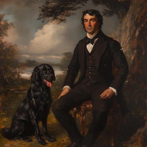 Colonial Gentleman and his Companion Dog | Painting | Printable | Digital | Art | Prints