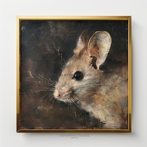 Mouse Portrait | Hamster | Antique | Dreamy | Cloudy | Digital | Art | Printable | Print | Painting