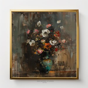 Antique Painting| Oil Paint Flowers| Still Life | Vintage Moody | Painting | Printable | Digital Art print