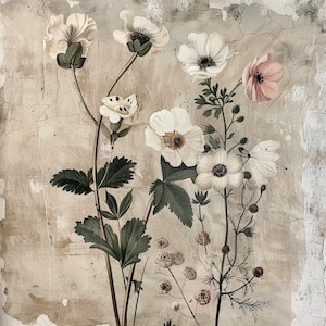 Muted Vintage | Botanical | Wildflowers | Painting | Print || Printable | Digital | Art |