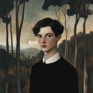 Young Man in Black  |  Noble youth  | Portrait Painting | Printable | Digital | Art |  Print