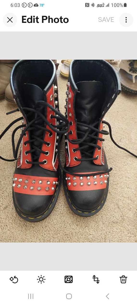 Dr. Martens 1460 Stud Black Red White Leather Wome