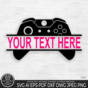 Monogramma del giocatore in formato SVG del giocatore, PNG per controller di gioco retrò, clipart per controller di gioco, file in formato Svg di taglio per nome del gamepad retrò in formato Svg, joystick Cricut