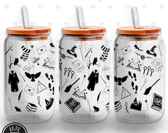 MAGIC Wrap Svg Libbey 16oz Glass Can MAGIC Wizard Glass Can file Wizard Sublimation Spell Pattern WIZARD Wang coffee cup Witch Png Svg Dxf