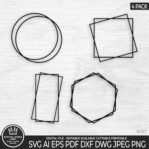 Double Frame Pack SVG Frame for Monogram Svg Circle Frame Svg Rectangle Frame Svg Square Frame svg Square Double Frame png Frames Clipart