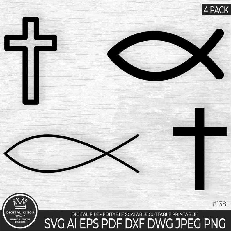 JESUS Bundle SVG File Christian Fish Png Jesus Png Cross Png Ichthus ...