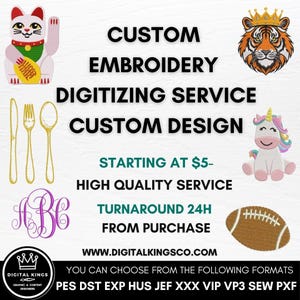 Servicio de digitalización de logotipos de bordados, digitalización de imágenes de bordados, digitalización personalizada, digitalización de bordados, digitalización de archivos PES DTS de bordados personalizados