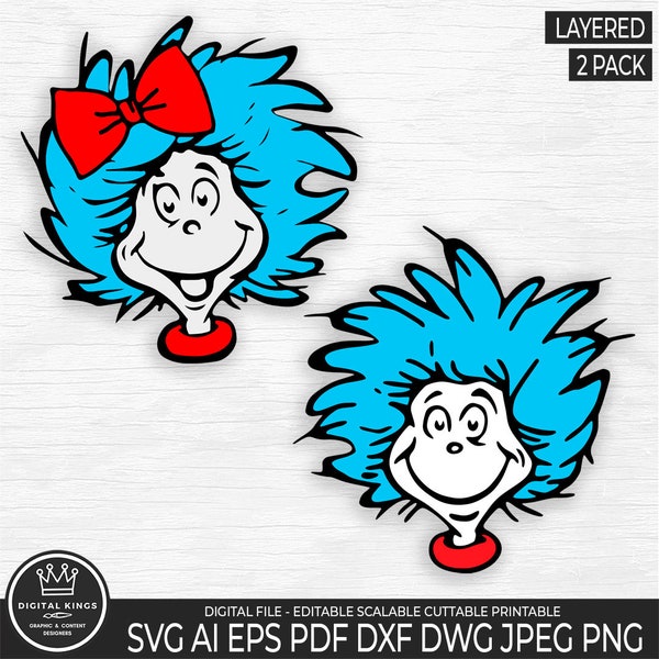 THING 1 LITTLE Miss Layered face pack Svg Thing 1 Little Miss Png Thing Boy Thing Girl Digital file Thing Boy TSHIRT Cat in the Hat Dr Seuss