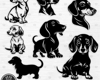 Dachshund SVG Bundle | Doxie Dog SVG Cut File | Wiener Dog Silhouette | Cricut & Silhouette Dog Clipart |  Dog Lover gift |  Dog vector file
