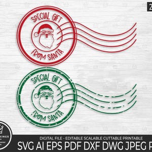 Speciaal cadeau van de kerstman SVG digitaal bestand kerstman postzegel png kerstman stempel png kerstcadeau decor gesneden bestand Cricut silhouet sublimatie