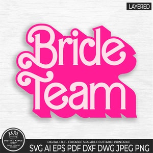 RETRO BRAUT Team svg BRAUT Team Png Braut Team logo Doll font Braut Team überlagert vektor Braut Team Hot pink T-shirt Hochzeit Brautdusche
