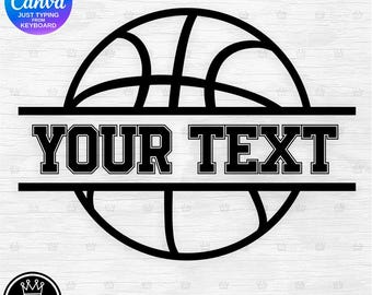 DIY BASKETBALL BALL Monogram Easy editable text template for Canva Free version friendly Customize Personalize from keyboard Birthday Tshirt