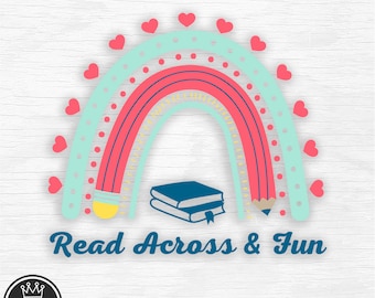 Read Across & Fun Rainbow svg Layered Seuss Rainbow Png Seuss Day Camiseta Lectura Día archivo vectorial Seuss Read across America Digital svg