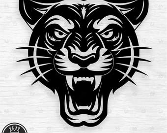 Panther Head SVG Bundle | Panther SVG Cut File | Fierce Animal Silhouette | Cricut & Silhouette Panther head Clipart | Panther vector file