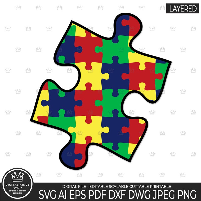 AUTISM PUZZLE Piece Svg, Autism Puzzle Clipart, Autism Puzzle Pattern ...