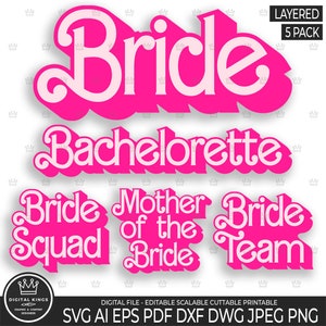 Pacchetto SVG SPOSA stile retrò File a strati MADRE della SPOSA Svg Png Sposa Squad Doll file vettoriale di carattere Sposa Team Cappello Sposa Tshirt Matrimonio