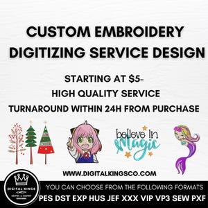 Servicio de digitalización de bordados personalizados. Digitalización de logotipos bordados, digitalización de anime, archivo de digitalización de logotipos. Bordado de imagen personalizada PES DTS.