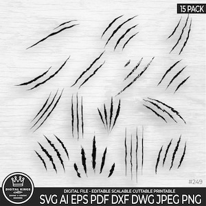 Lot de fichiers Svg griffes à gratter, Mark Bundle SVG, Jurassic Park Svg, Svg chat, ours, Svg plaie, fichier de coupe vectorielle, fichier Png clipart numérique