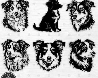 Australian Shepherd SVG bundle | Aussie Dog SVG Cut File | Dog Breed Clipart for Cricut & Silhouette | Dog Lover Design Digital Download