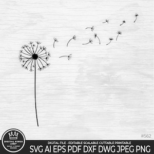 Dandelion SVG, Dandelion Png, Dandelion Vector, Dandelion Cricut, Dandelion Clipart, Dandelion Files For Cricut, Silhouette, Floral Clip Art