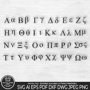 Griechische Buchstaben SVG Schnittdatei für Cricut, griechische Buchstaben Png Griechisches Alphabet SVG