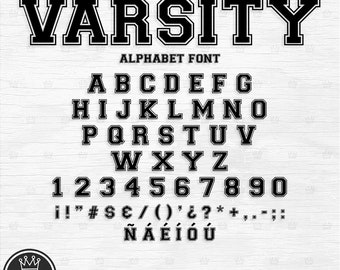 Installable Varsity font TTF, Varsity letters SVG, Jersey Font Svg, Sports Alphabet, Sports Font, College Font, University Font Svg Png DXF