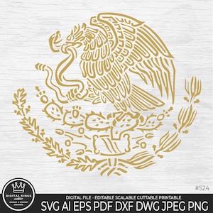 2 pacchetto bandiera aquila messicana Svg bandiera aquila messicana Png oro aquila messicana dxf file di taglio bandiera aquila del Messico file vettoriale aquila del Messico bandiera messicana