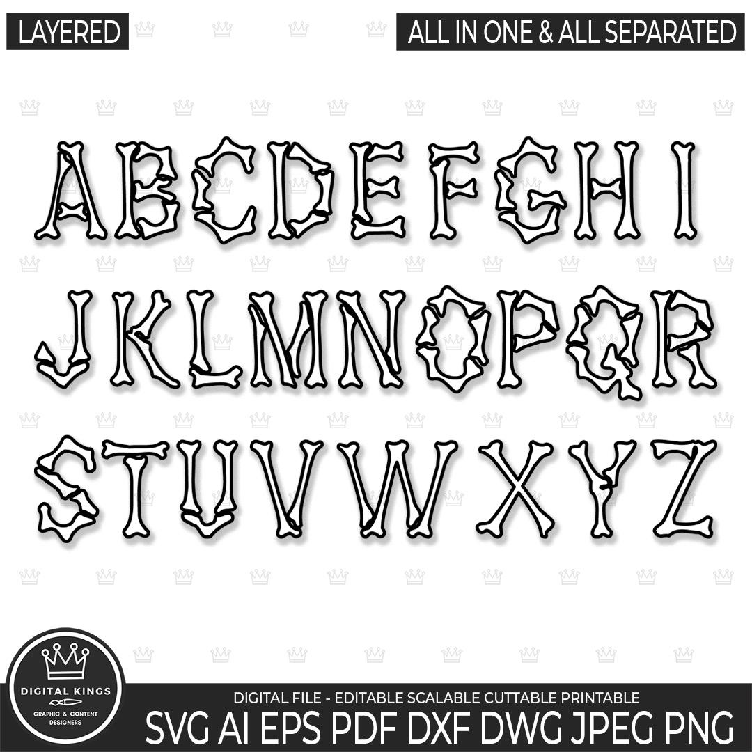 BONES Letters SVG, Bones Alphabet Svg, Skeleton Font SVG, Font Svg ...