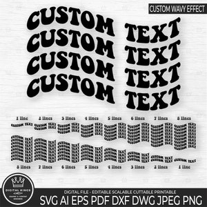 Benutzerdefinierter gestapelter gewellter Text SVG Benutzerdefinierter gewellter Retro-Text png Benutzerdefinierte Groovy-Buchstaben-Wave-Schriftart zitieren gewellte Alphabet-Dateien Kundenspezifischer gewellter Retro-Text