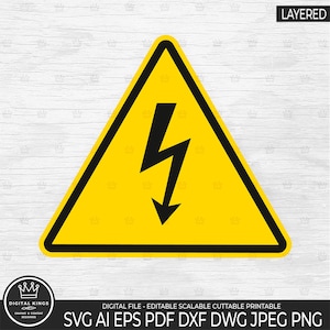 Señal de advertencia eléctrica amarilla svg, señal de alto voltaje png, imágenes prediseñadas de alto voltaje, advertencia eléctrica dxf, svg de alto voltaje, señal de alto voltaje dxf