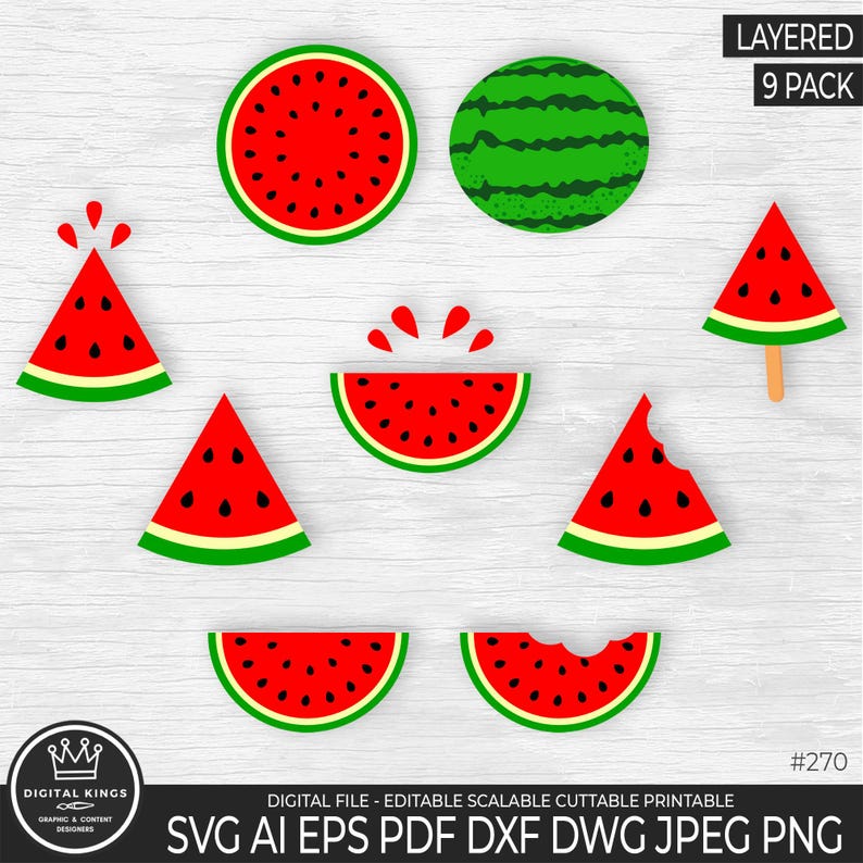 WATERMELON Svg Bundle Layered, Watermelon Png Kawaii Fruit Svg ...