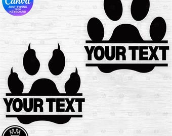 DIY DOG & CAT Paw Monogram Easy editable text template for Canva Free version friendly Personalize using the keyboard Puppy Kitty Id Decor