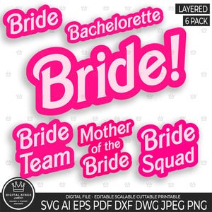 BRAUT svg Pack Schichtdatei MUTTER der BRAUT svg Png Braut Squad Doll Schrift Vektordatei Braut Team Hut Braut T-shirt Hochzeit Bachelorette