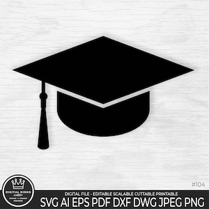 Casquette de remise des diplômes Svg fichier Svg chapeau de remise des diplômes Svg chapeau de remise des diplômes Png chapeau solide Clip Art chapeau de remise des diplômes et pompon pour le lycée