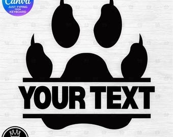 DIY CAT Paw Monogram Easy editable text template for Canva Free version friendly Personalize using the keyboard Puppy Kitty Id Memorial Deco
