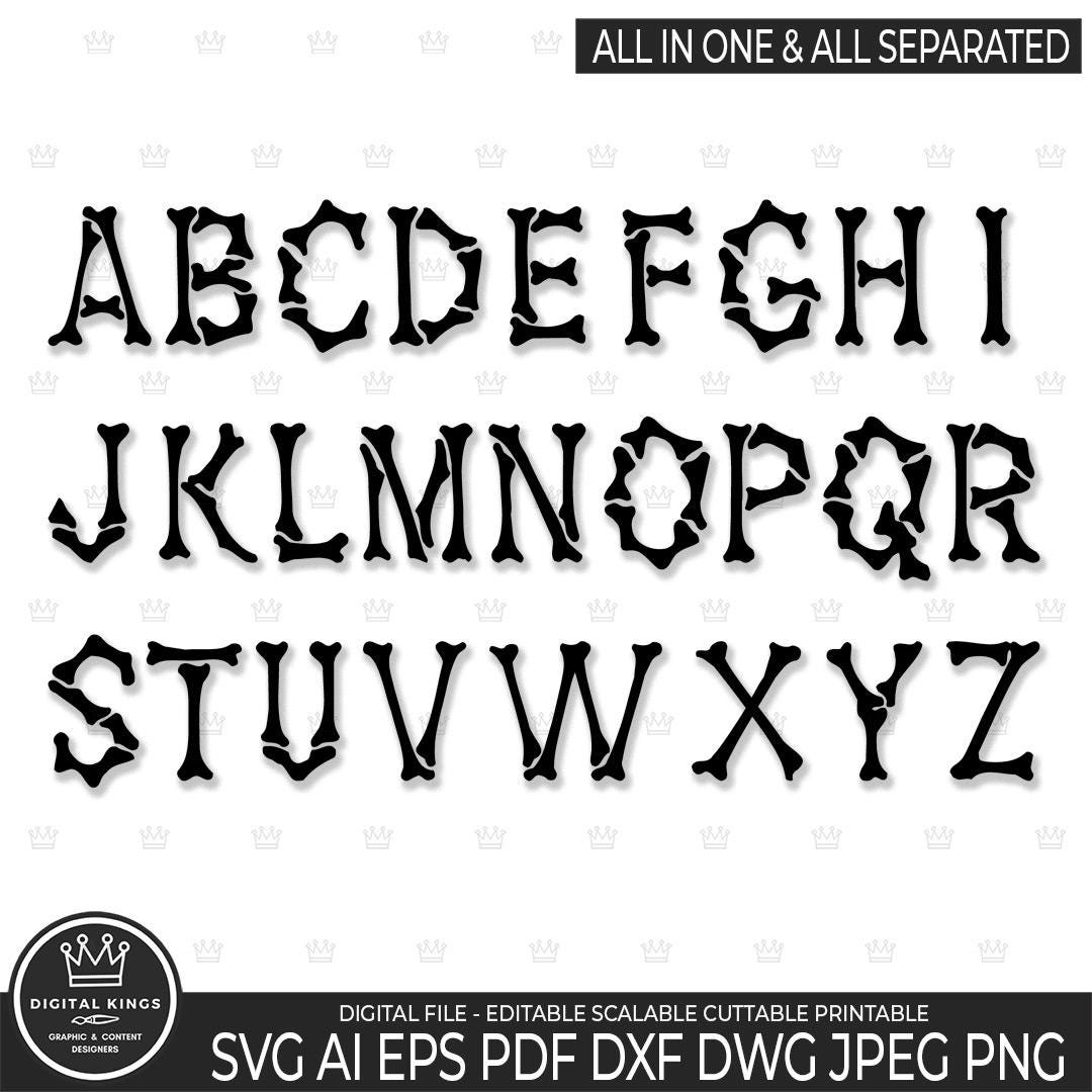 BONES Letters SVG, Bones Alphabet Svg, Skeleton Font SVG, Font Svg