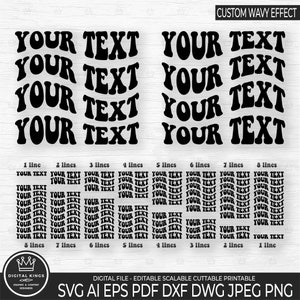 Texte ondulé personnalisé empilé SVG, Svg de texte ondulé rétro personnalisé, SVG personnalisé, texte groovy personnalisé, fichier de coupe pour Cricut, Svg, PNG, imprimable