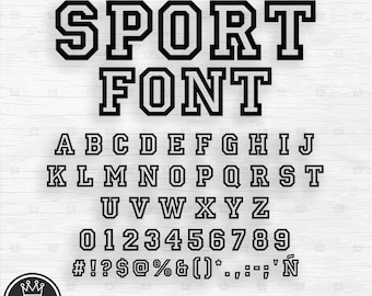 Installable SPORT font TTF, Varsity letters SVG, Jersey Font Svg, Sports Alphabet, Sports Font, College Font, University Font Svg Png Dxf