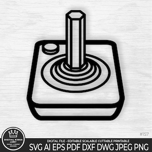 File in formato SVG per controller di gioco con joystick retrò PNG per controller di gioco retrò Clipart Controller Svg taglia i file per controller di gioco Cricut in formato Svg retrò