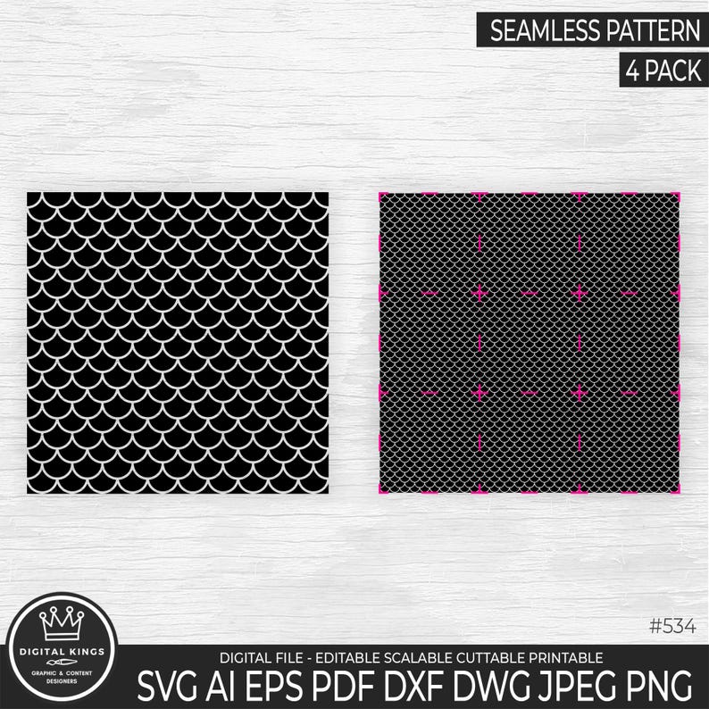 4 MERMAID SEAMLESS Pattern Svg Bundle Mermaid Tail Pattern Cut Files ...
