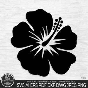 HIBISCUS Svg Hibiscus Flower dxf Hawaiian Flower cut file Hibiscus png Hibiscus Flower Clip Art Hibiscus vector t-shirt Tropical Flower Svg