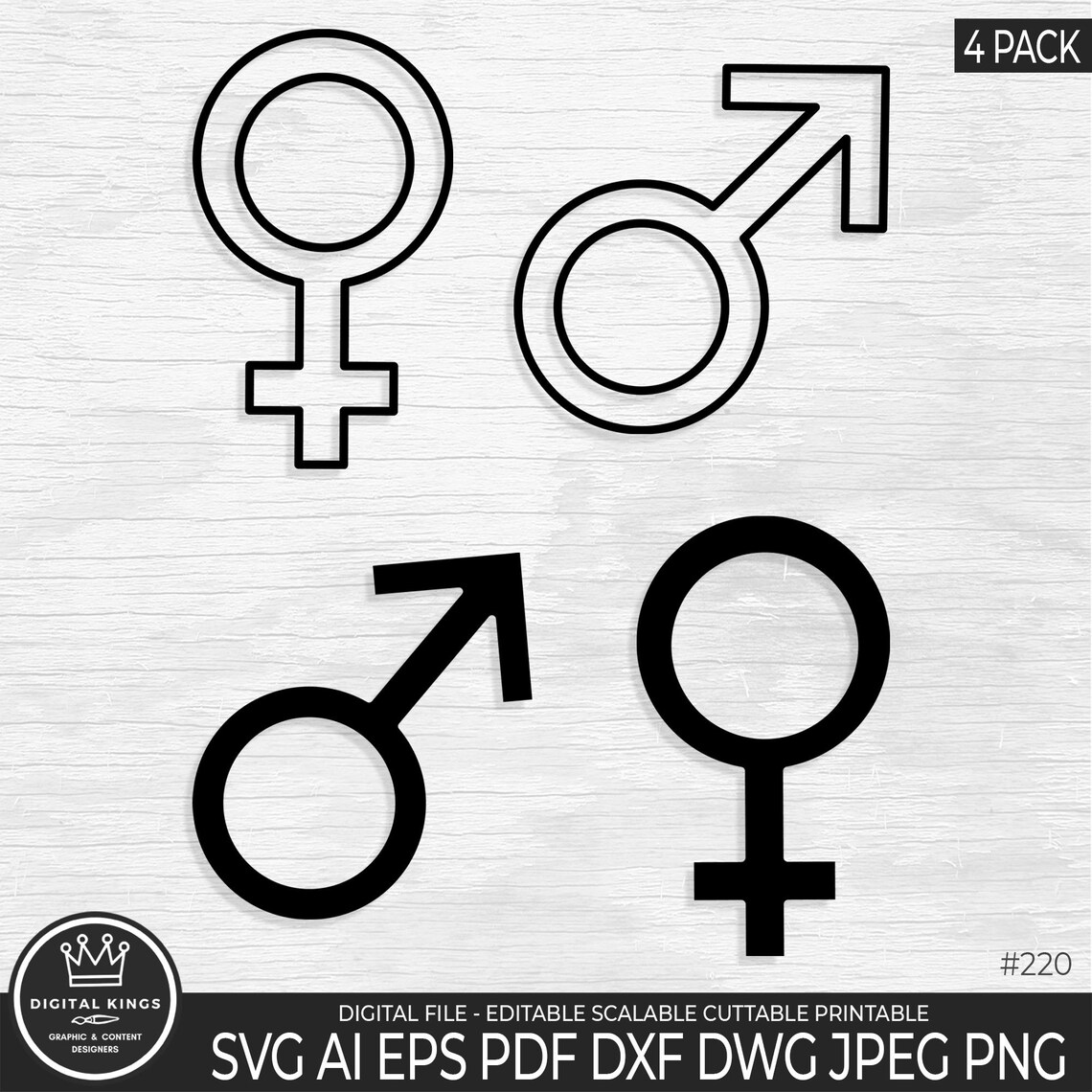 GENDER SYMBOLS Svg Bundle Files, Female Male Symbol Svg Female Male ...