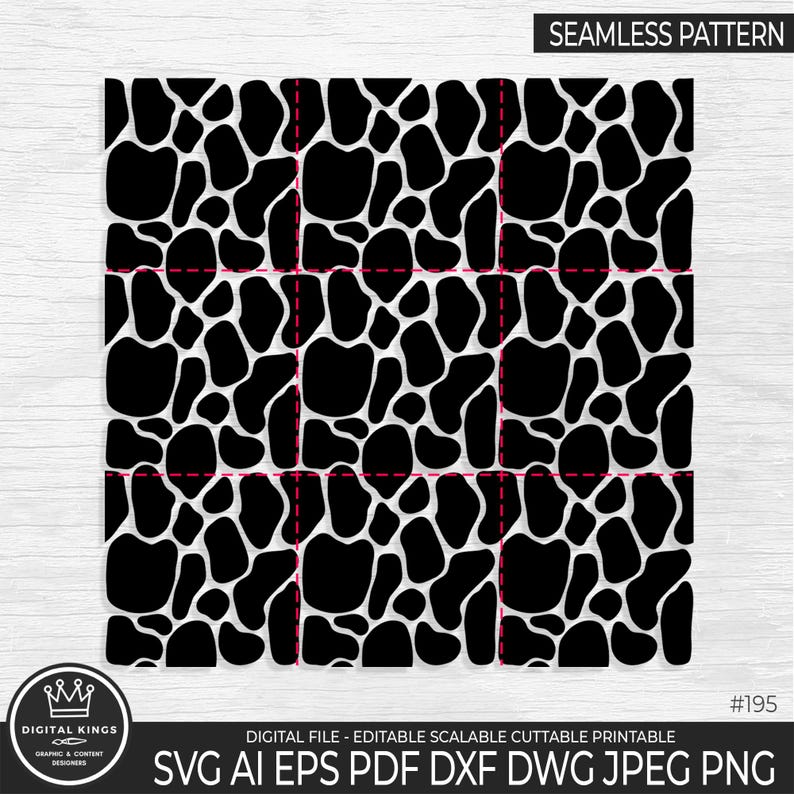 GIRAFFE Seamless Pattern SVG, Giraffe Pattern Png, Black and White ...