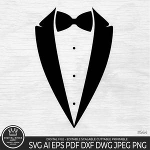 Papillon da smoking SVG, Smoking SVG, Matrimonio SVG, Sposo SVG, Cravatta da abito SVG, Abito e cravatta SVG, Papillon Png Dxf Pdf File di taglio per Cricut Silhouette