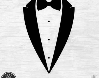 Pajarita de esmoquin SVG, esmoquin SVG, boda SVG, novio SVG, corbata de traje SVG, traje y corbata SVG, pajarita Png Dxf Archivo de corte PDF para Cricut Silhouette